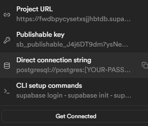 Miejce gdzie klikam aby skopiować - Direct connection string